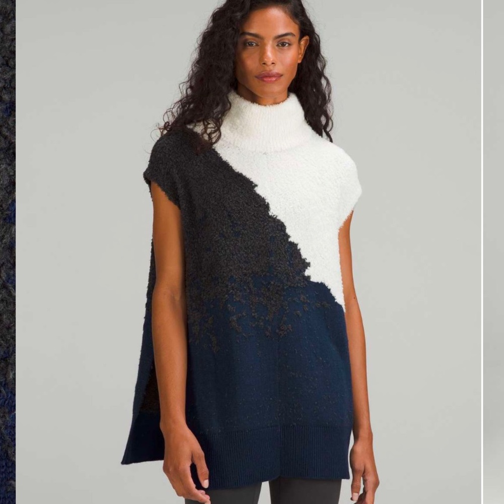 Lululemon Ombre Knit Textured Poncho Bone / Mineral Blue / Graphite Grey